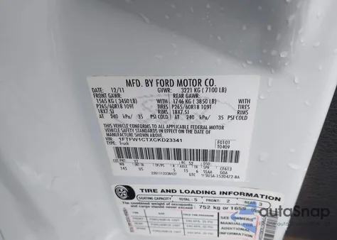 2012 Ford F-150 Xlt from USA, damaged, VIN 1FTFW1CTXCKD23341